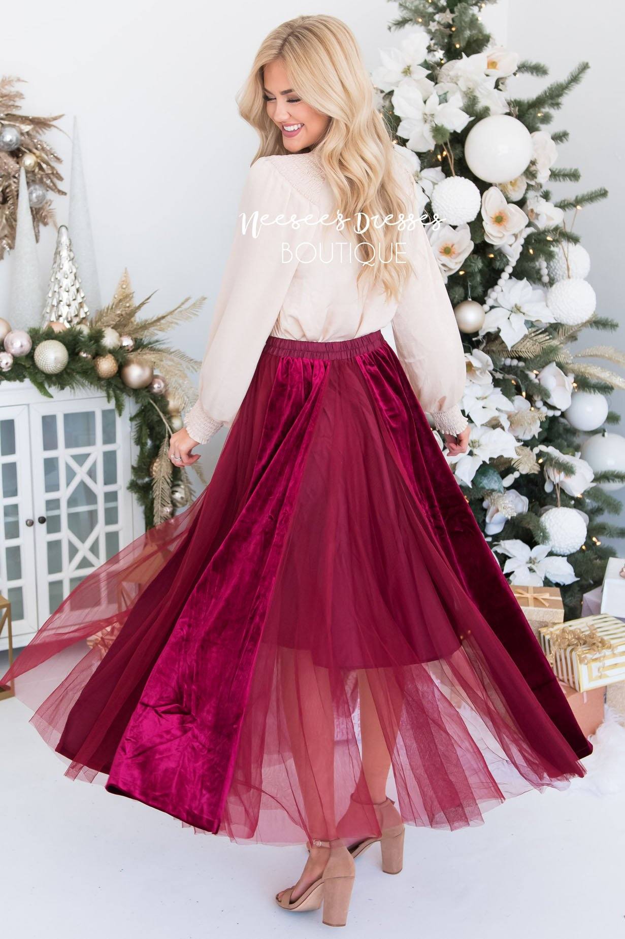 Lovely Velvet Tulle Maxi Skirt