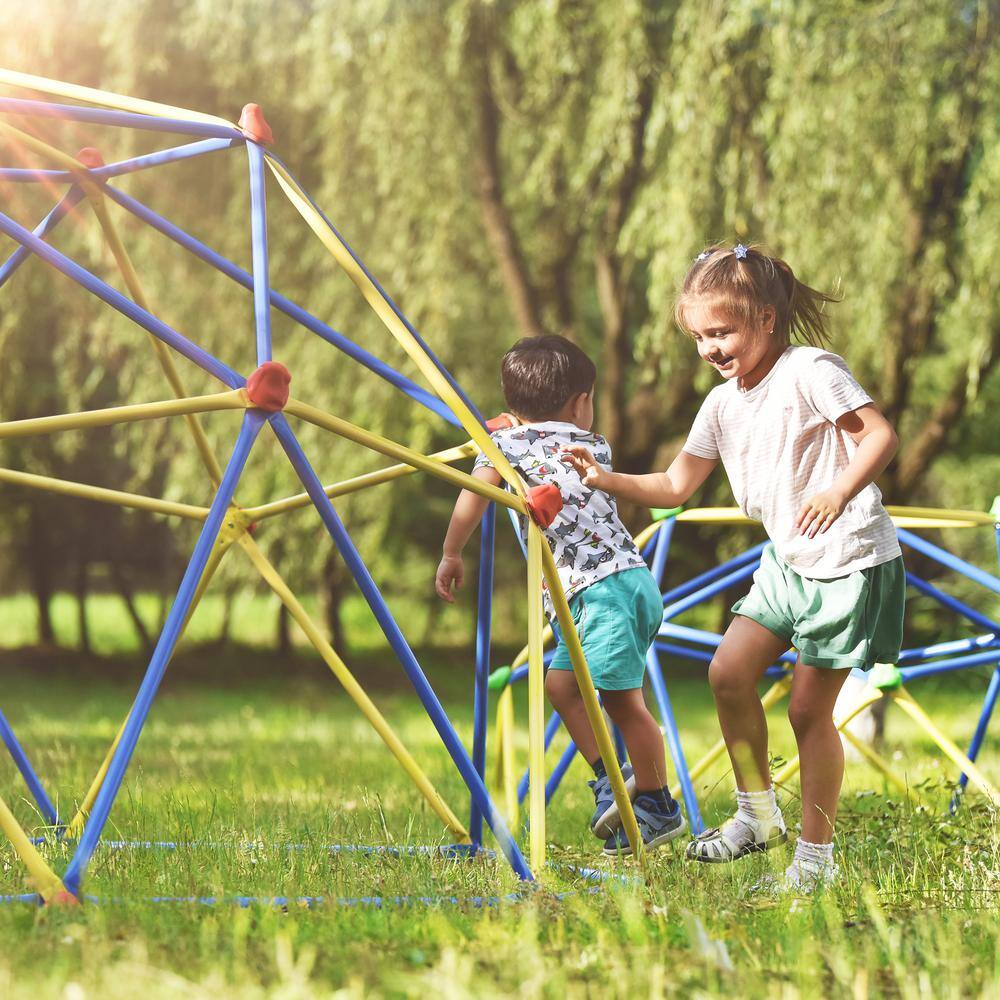 10 ft. Blue Climbing Dome Playground Dome Climber Play Center with Rust and UV Resistant Steel LN20232404