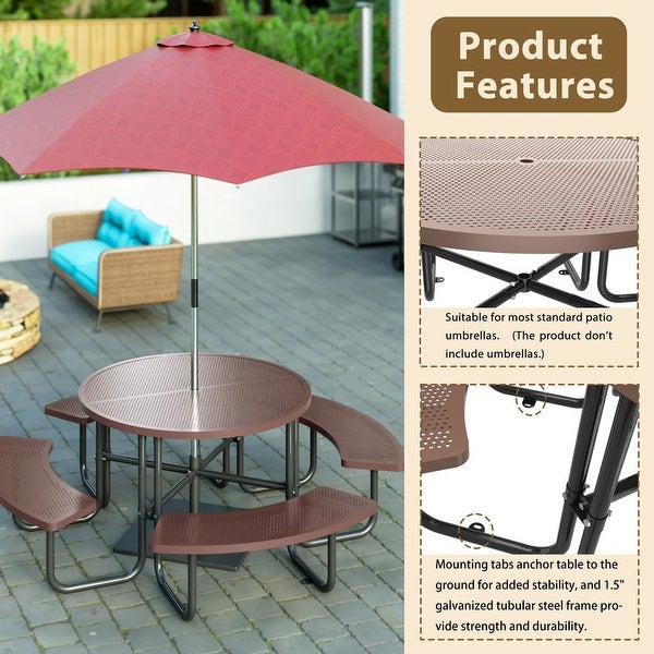 46-inch Coated Outdoor Top Round Portable Picnic Table - Overstock - 37500506