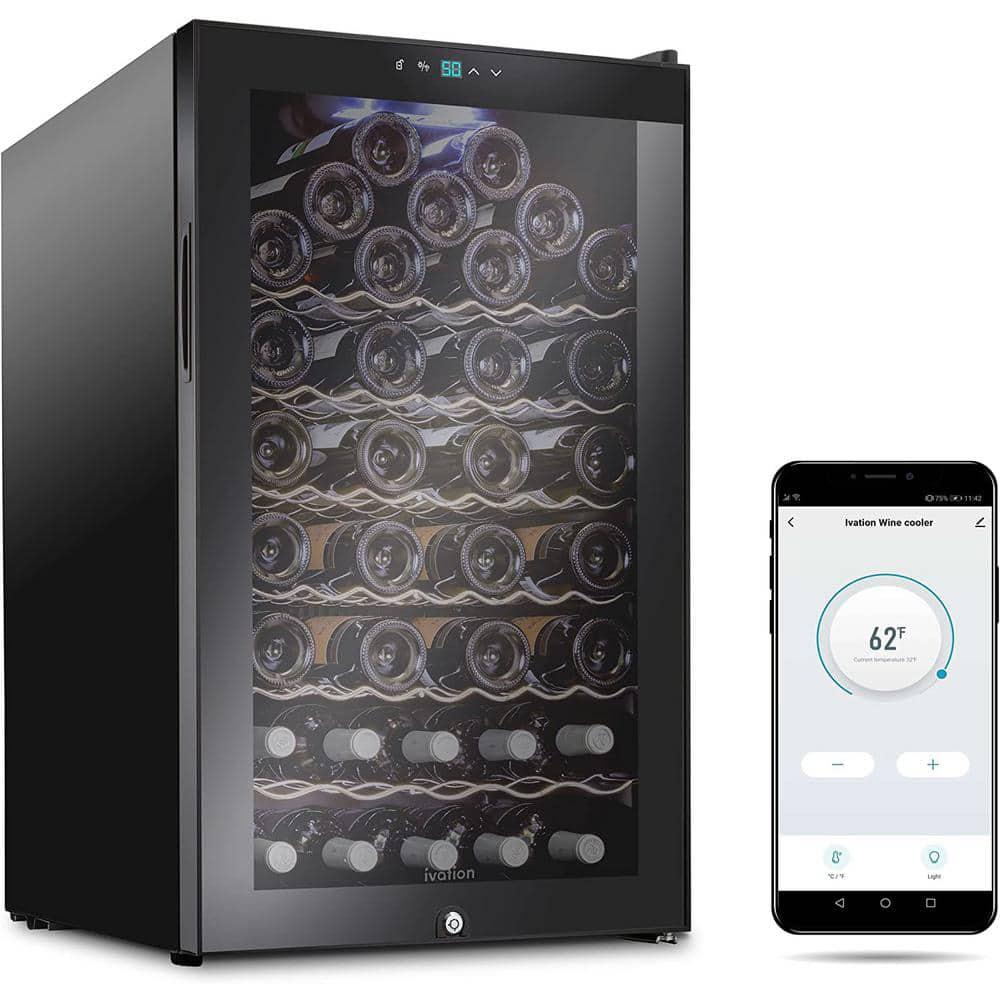 Ivation Wine Fridge with WiFi App Single Zone 51Bottles Free Standing Wine Cooler with Lock