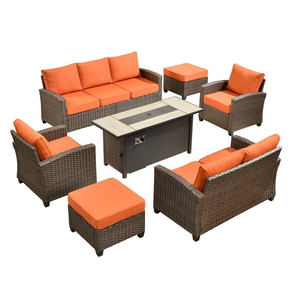 XIZZI Rattan Patio Furniture 7piece Conversation Set with 54