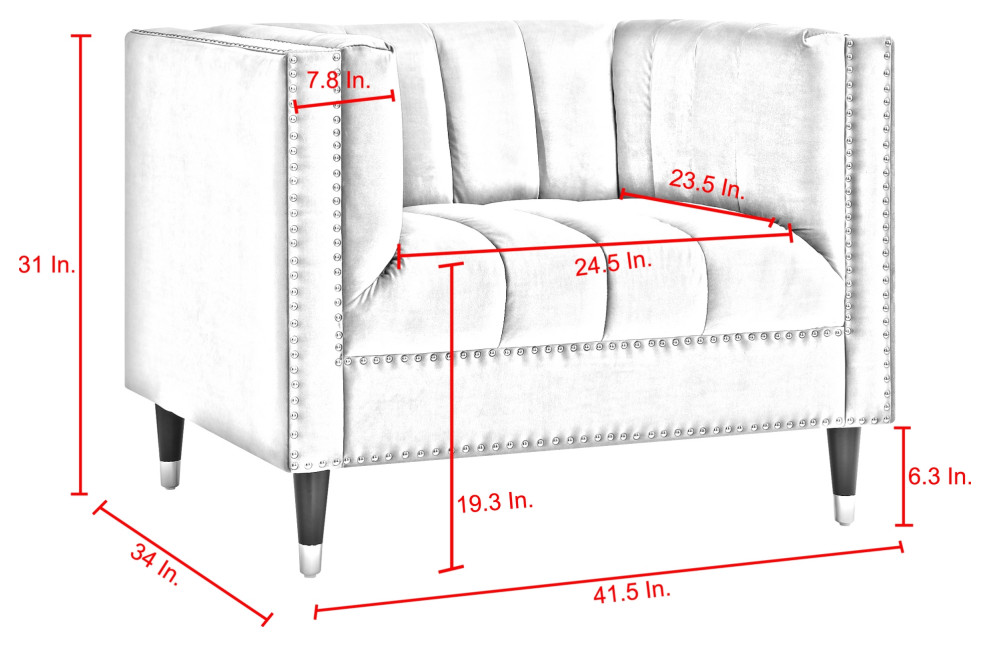 Nicole Miller Althea Velvet Channel Tufted Nailhead Trim Club Chair   Midcentury   Armchairs And Accent Chairs   by Inspired Home  Houzz