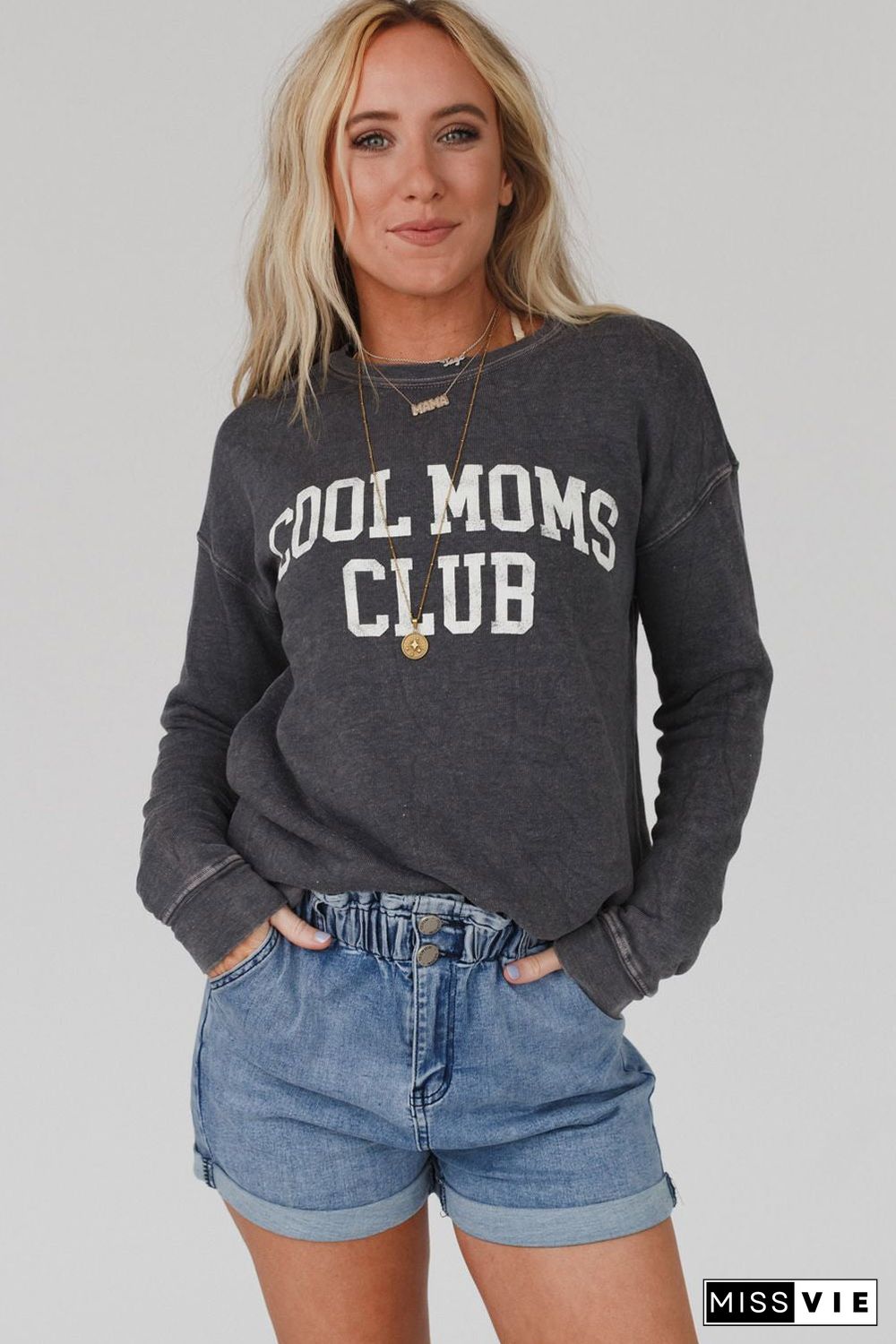 Gray COOL MOMS CLUB Drop Shoulder Sweatshirt