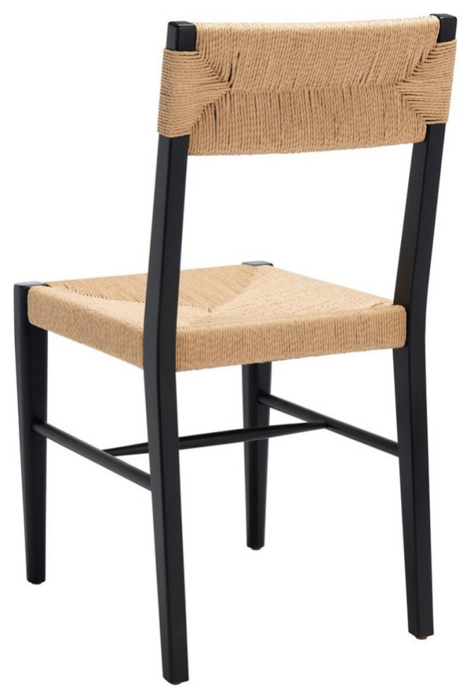 EmmaRattan Dining Chair Black/Natural Set of 2   Beach Style   Dining Chairs   by AED Luxury Home Decor  Houzz