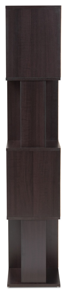 Modern Dark Brown Finished Geometric Wood Bookshelf   Contemporary   Bookcases   by Imtinanz  LLC  Houzz