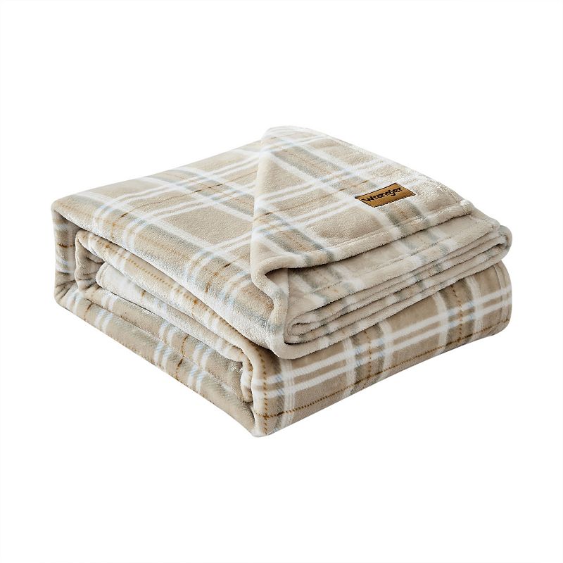 Wrangler Jackson Plaid Beige Bed Blanket