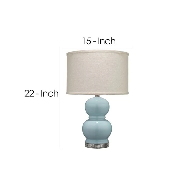 Table Lamp with Stacked Bellied Design Ceramic Base， Blue