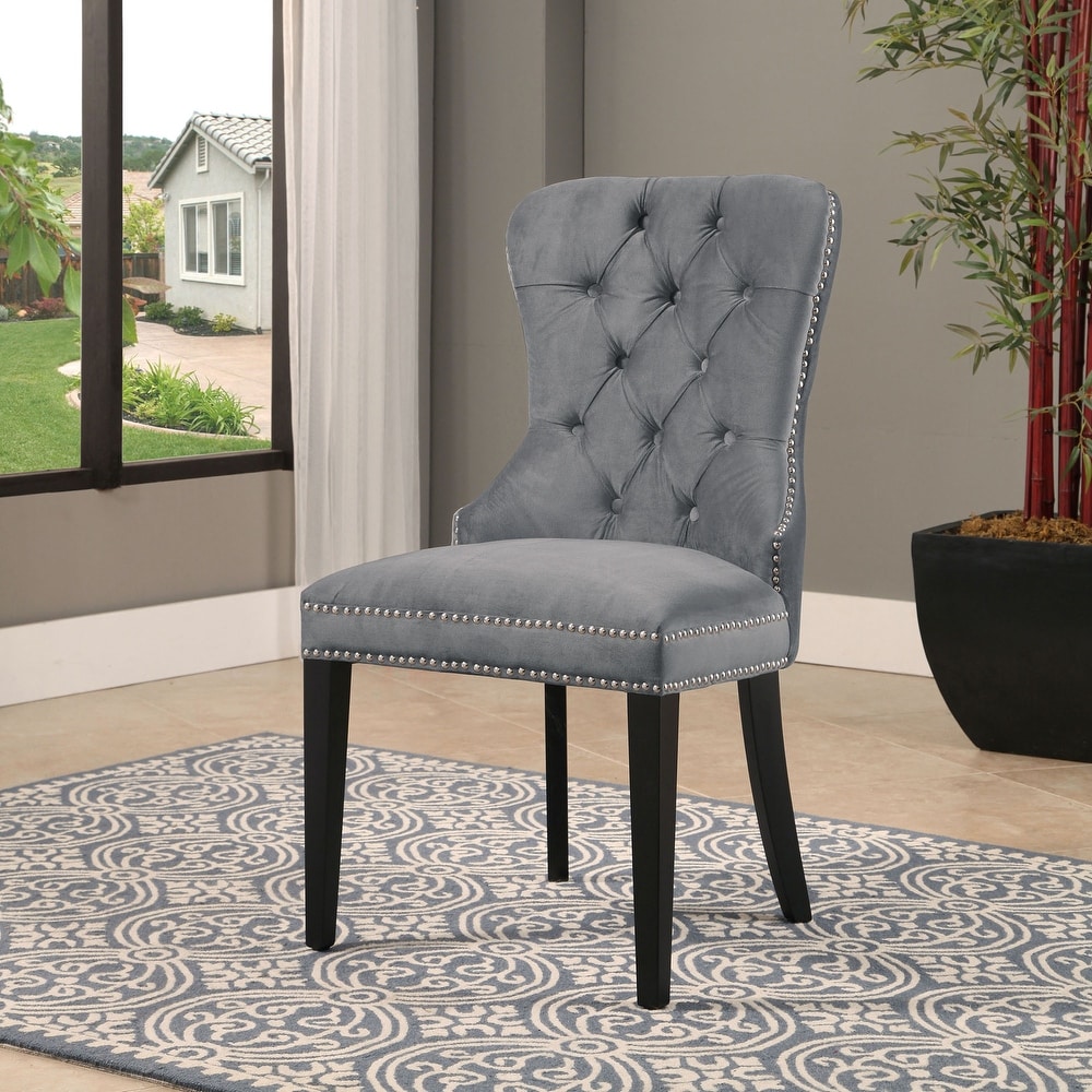 Abbyson Versailles Grey Tufted Dining Chair