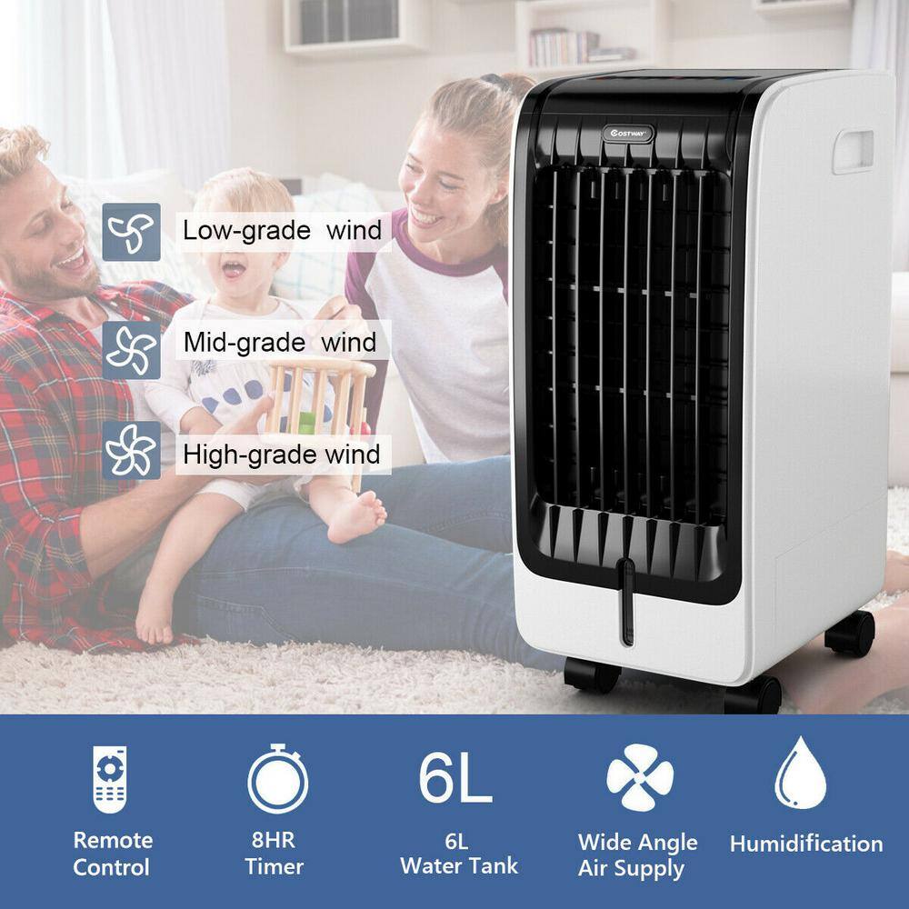 Costway 300 CFM 3-Speed Portable Evaporative Cooler Air Cooler Fan Cooling Touch Pad with Remote For 200 sq. ft. EP23430