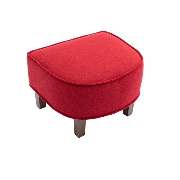 Modern Barrel Chair Mid Century Upholstered Accent Chair Round Arms Chair with Ottoman， Red