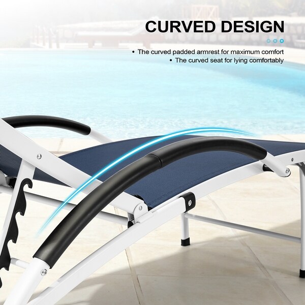 Crestlive Outdoor Adjustable Reclining Chaise Lounge Chair with Arms and Headrest，Aluminum or Steel Frame Options