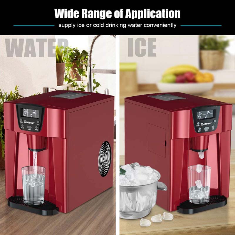 36LBS/24H 2 In 1 Countertop Ice Maker Water Dispenser, Auto-Clean Portable Ice Machine