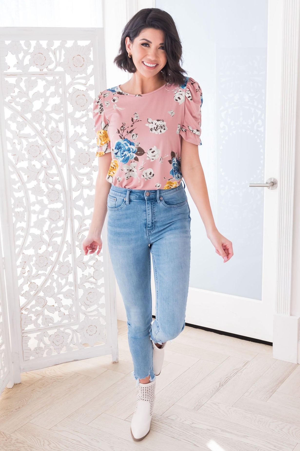 Darling Smile Ruche Sleeve Top