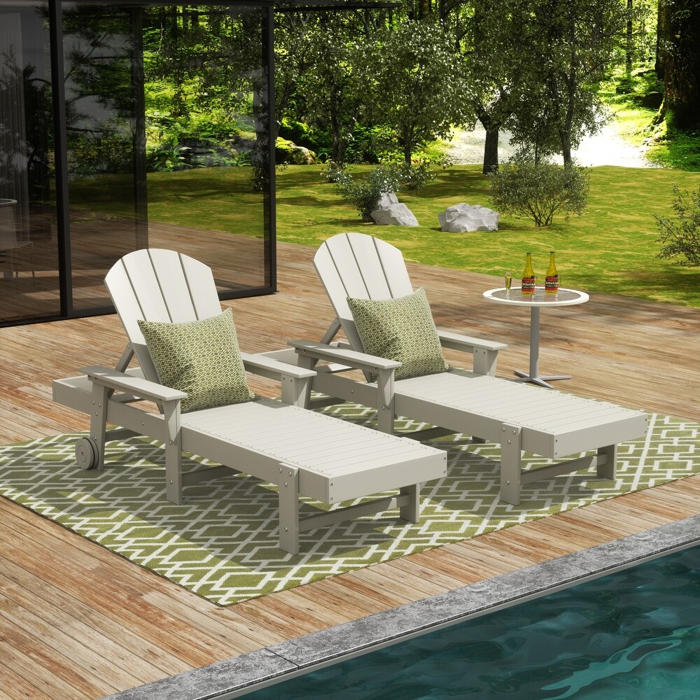 POLYTRENDS Laguna  Weather Poly Pool Outdoor Chaise Lounge   with Arms and Wheels (Set of 2)