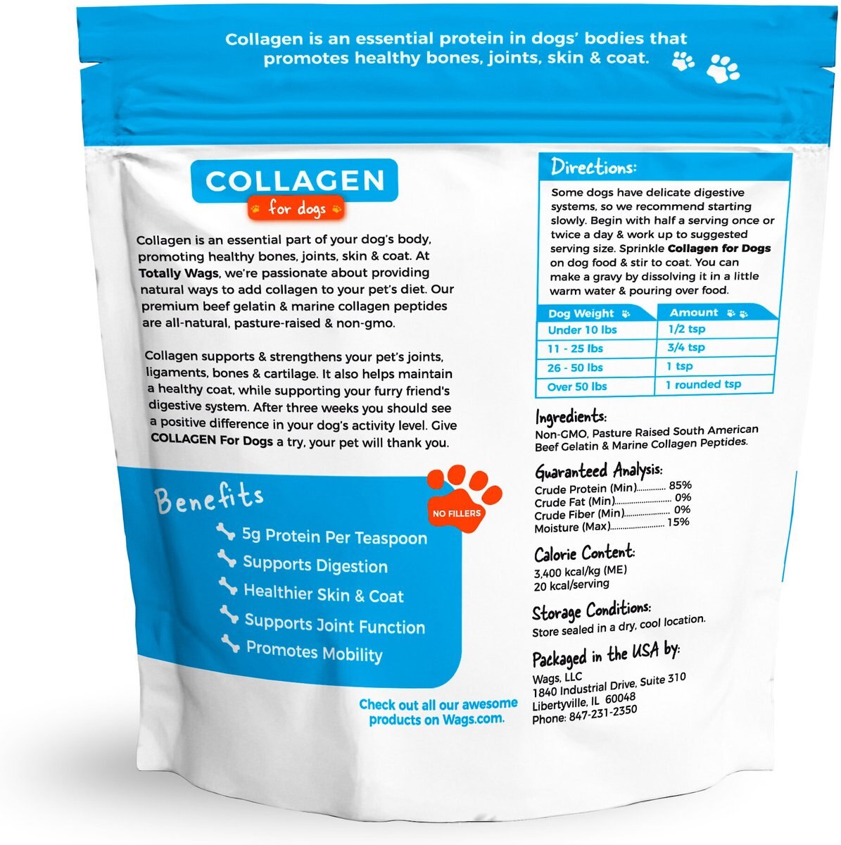 Totally Wags Collagen Dog Supplement， 7.4-oz bag