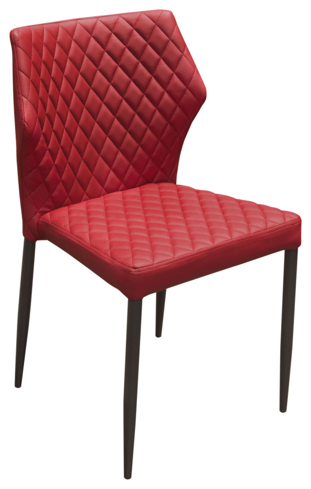 Set of 4 Contemporary Red Stacking Dining Chairs Tufted Leather  Set of 4   Midcentury   Dining Chairs   by Sideboards and Things  Houzz