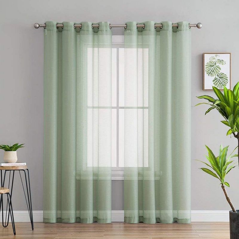 THD Basics 2 Piece Semi Sheer Voile Window Curtain Drapes Grommet Top Panels - Set of 2 panels