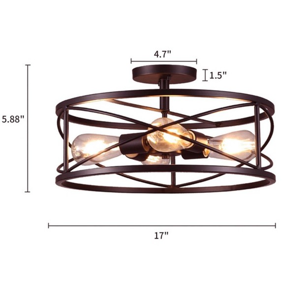 Defong 4 light 17 inch Semi Flush Mount Light For Bedroom Living Room Kitchen