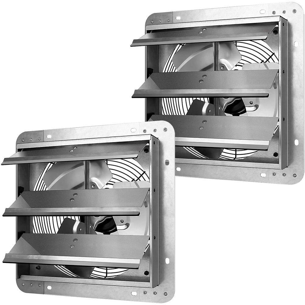 Aoibox 12 in. Aluminum Shutter Exhaust Fan in Silver High-Speed 1620RPM 940 CFM 2-PACK SNMX5163