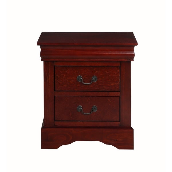 Traditional 2 Drawers wood Nightstand By Louis Philippe III， Brown - - 21691611