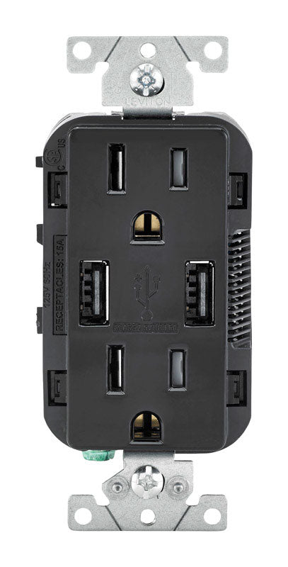 USB OUTLET 15AMP BLK