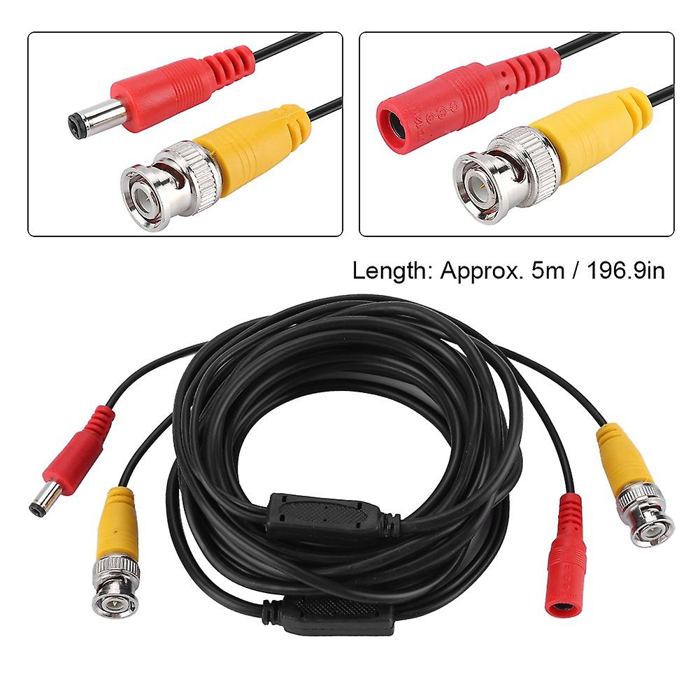 Bnc + 2.1mm Dc Cctv Extension Cable Video Coax Cable For Commercial Residential (5m)