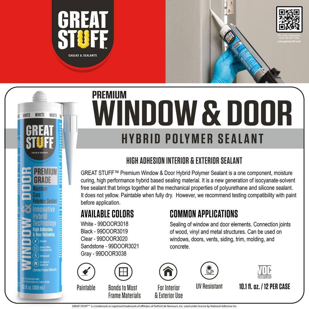 GREAT STUFF 10.1 fl. oz. Gray Premium Window and Door Hybrid Polymer Sealant (2-Pack) 99DOOR3038X02