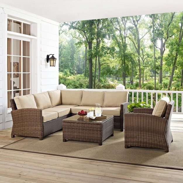 Bradenton 5pc Outdoor Wicker Sectional Set Crosley