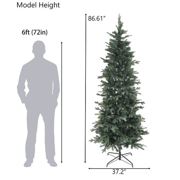 7Ft PreLit LED Artificial Slim Fir Christmas Tree with Metal Stand