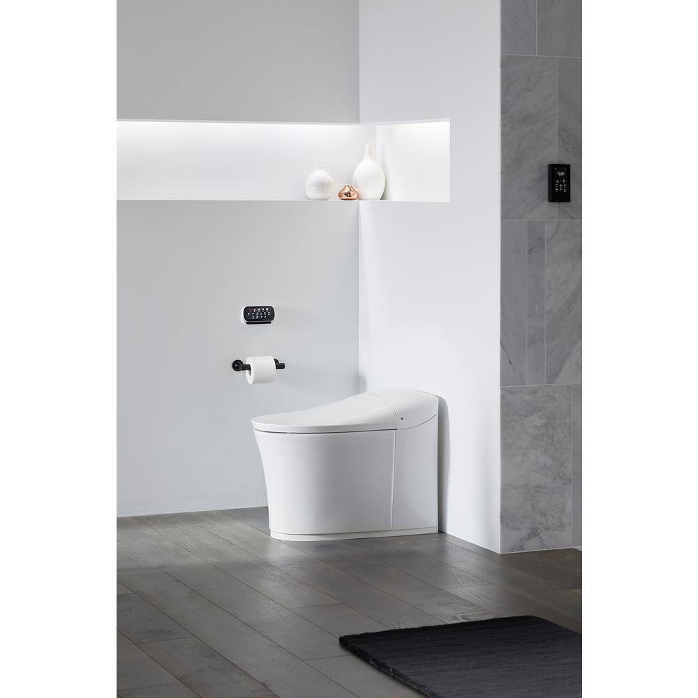 KOHLER Eir Comfort Height Intelligent 1-Piece 0.8 GPF Dual Flush Elongated Toilet in White with built in bidet Seat Included K-77795-0