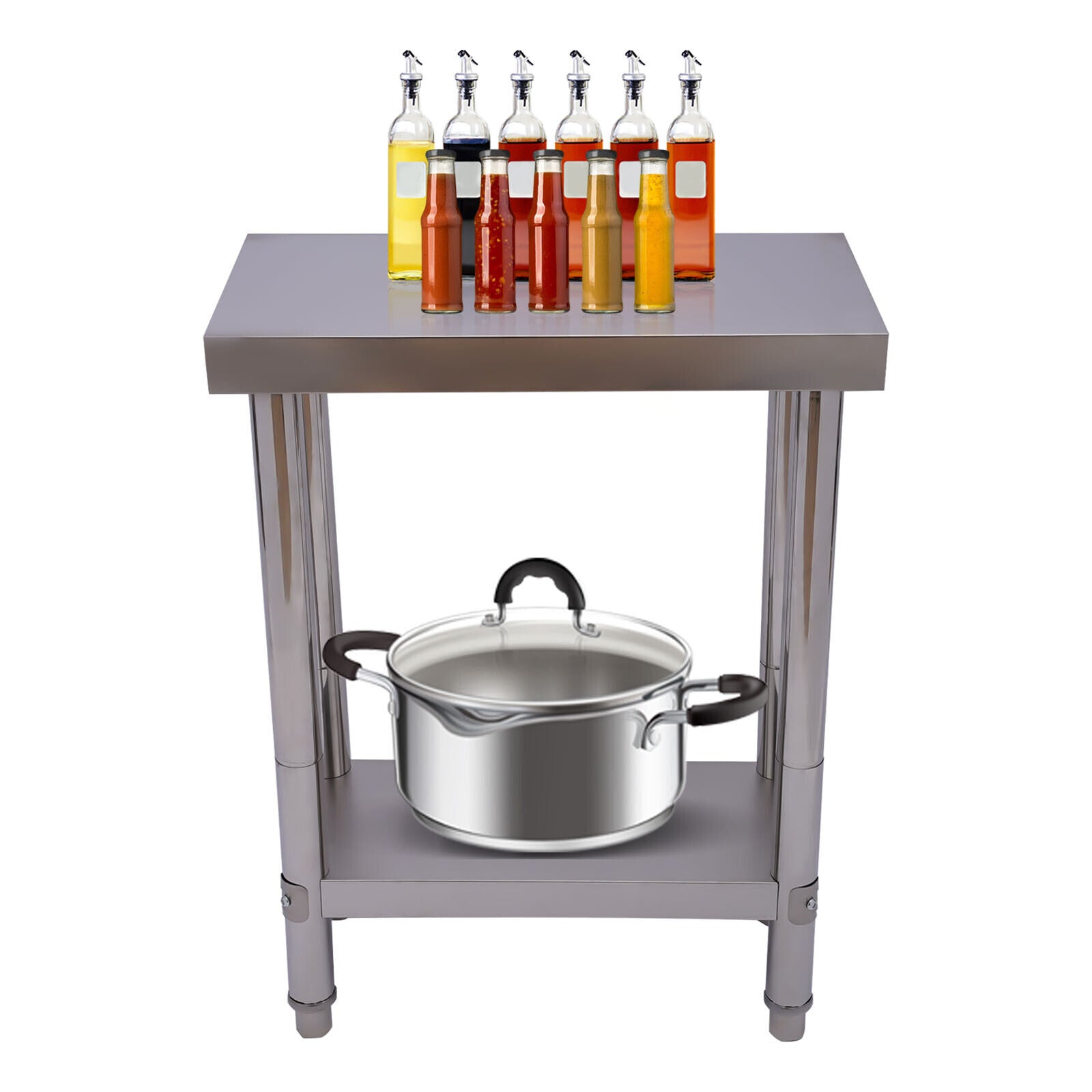 CNCEST Food Prep Table Kitchen Work Table Storage Prep Table Work Table Stainless Steel