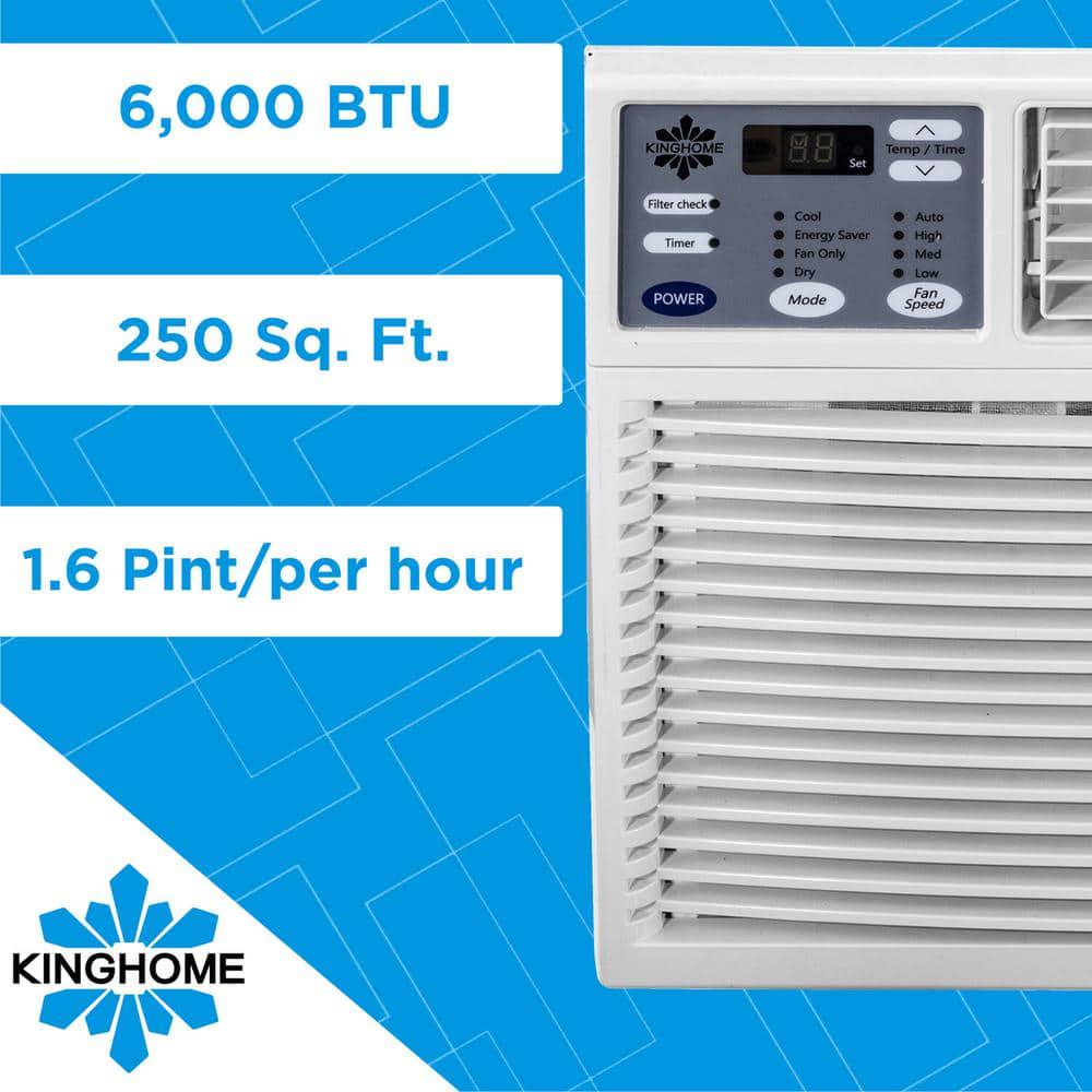 KINGHOME Energy Star 6000 BTU 115Volt Window Air Conditioner w Remote Control LED Display Dehumidifer 250 sqft