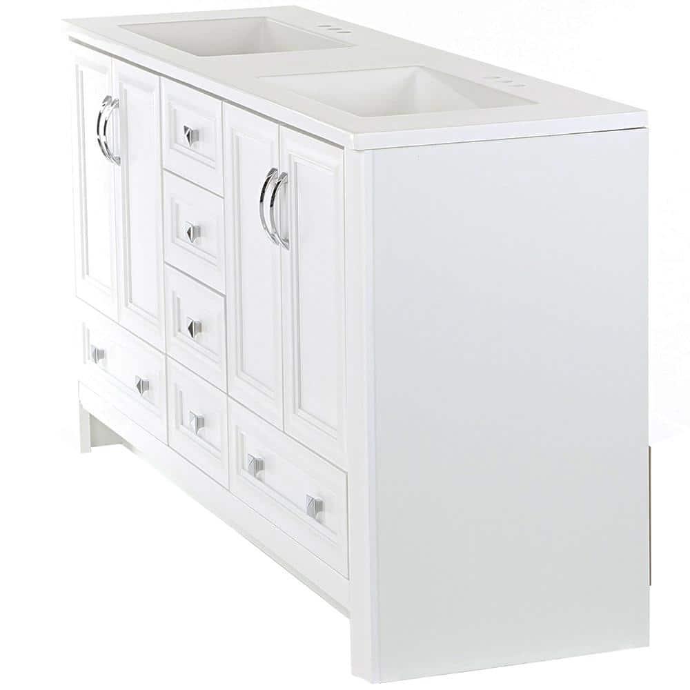 Glacier Bay Candlesby 6025 in W x 1875 in D Bath Vanity in White with Cultured Marble Vanity Top in White with 2 Sinks