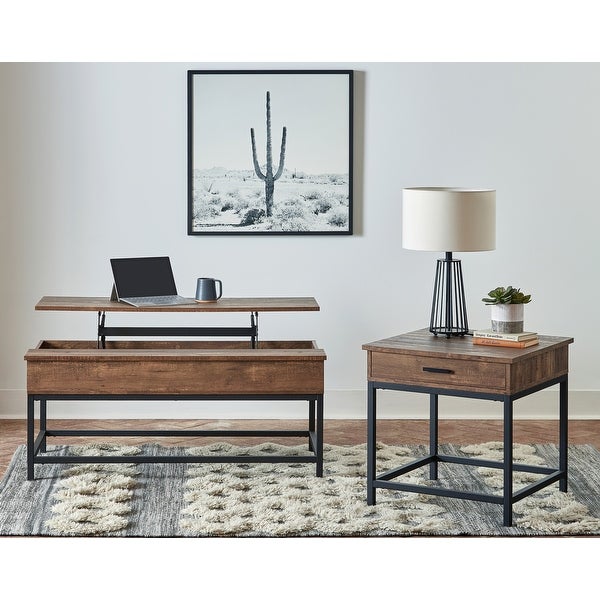 Buckner Brown Oak and Sandy Black End Table