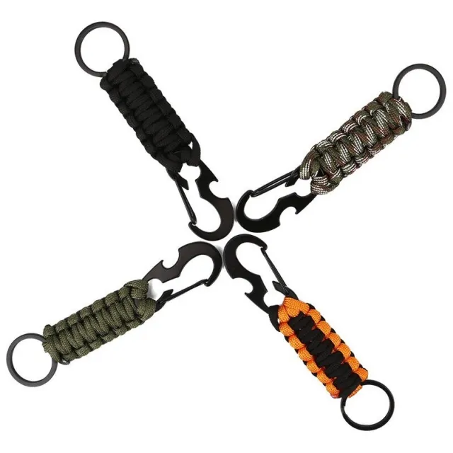 Outdoor Umbrella Rope Weaving Multifunctional EDC Bottle Opening Keychain Tactical Mountaineering Hook Belt Key Chain