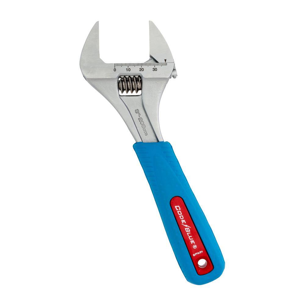 Channellock Slim Jaw WideAzz 8 in. Adjustable Wrench with Code Blue Comfort Grip 8SWCB