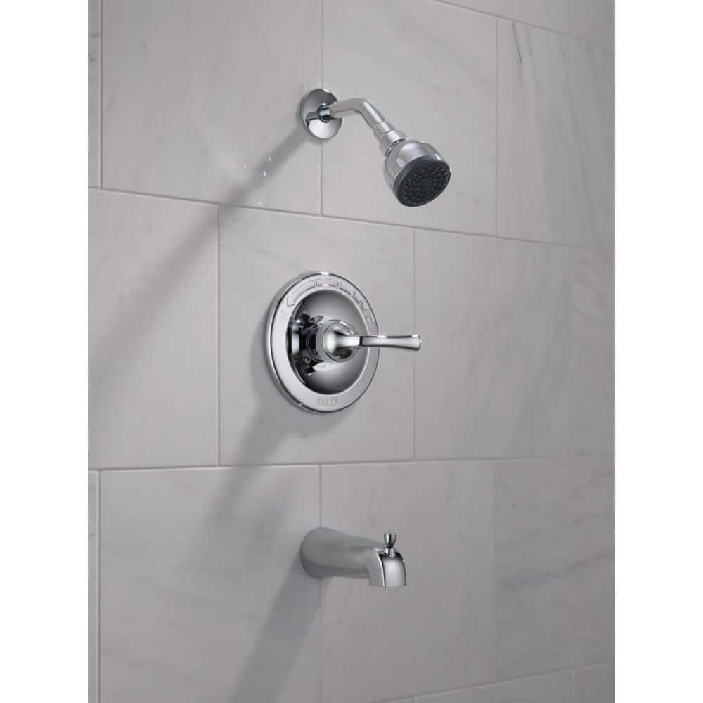 Delta Foundations SingleHandle 1Spray Tub and Shower Faucet in Chrome