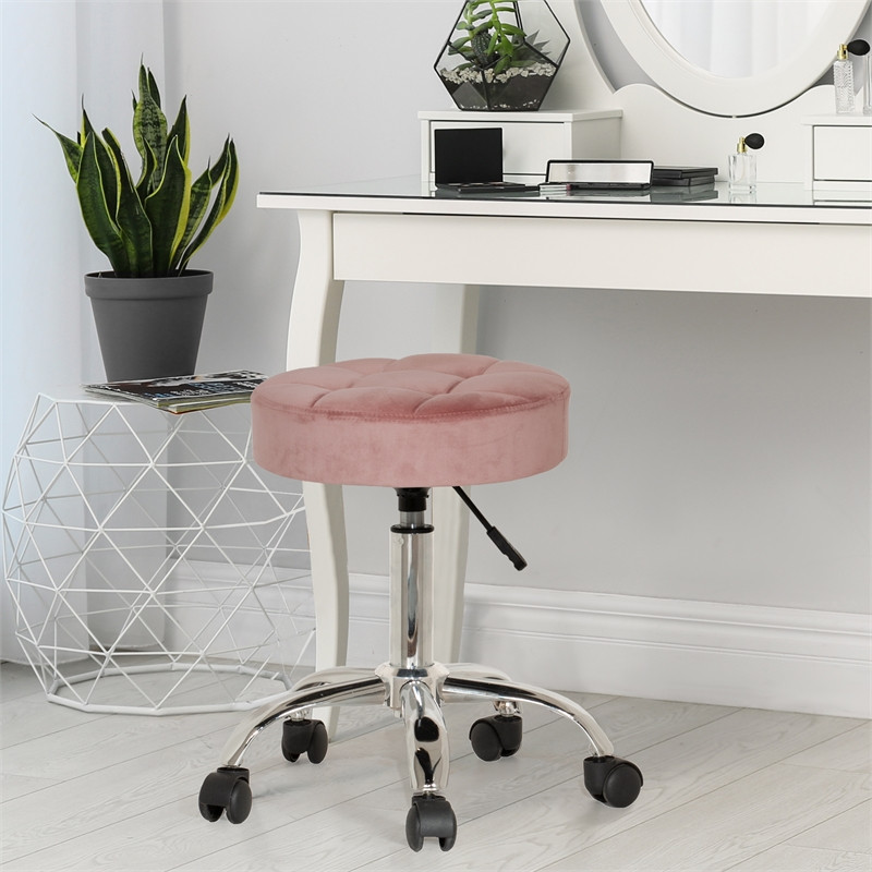 Hillsdale Furniture Nora Tufted Adjustable Backless Metal Vanity Stool in Pink   Contemporary   Vanity Stools And Benches   by Hillsdale Furniture  Houzz