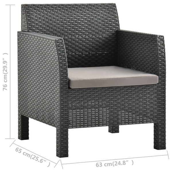 2 Piece Patio Lounge Set with Cushion PP Rattan Anthracite