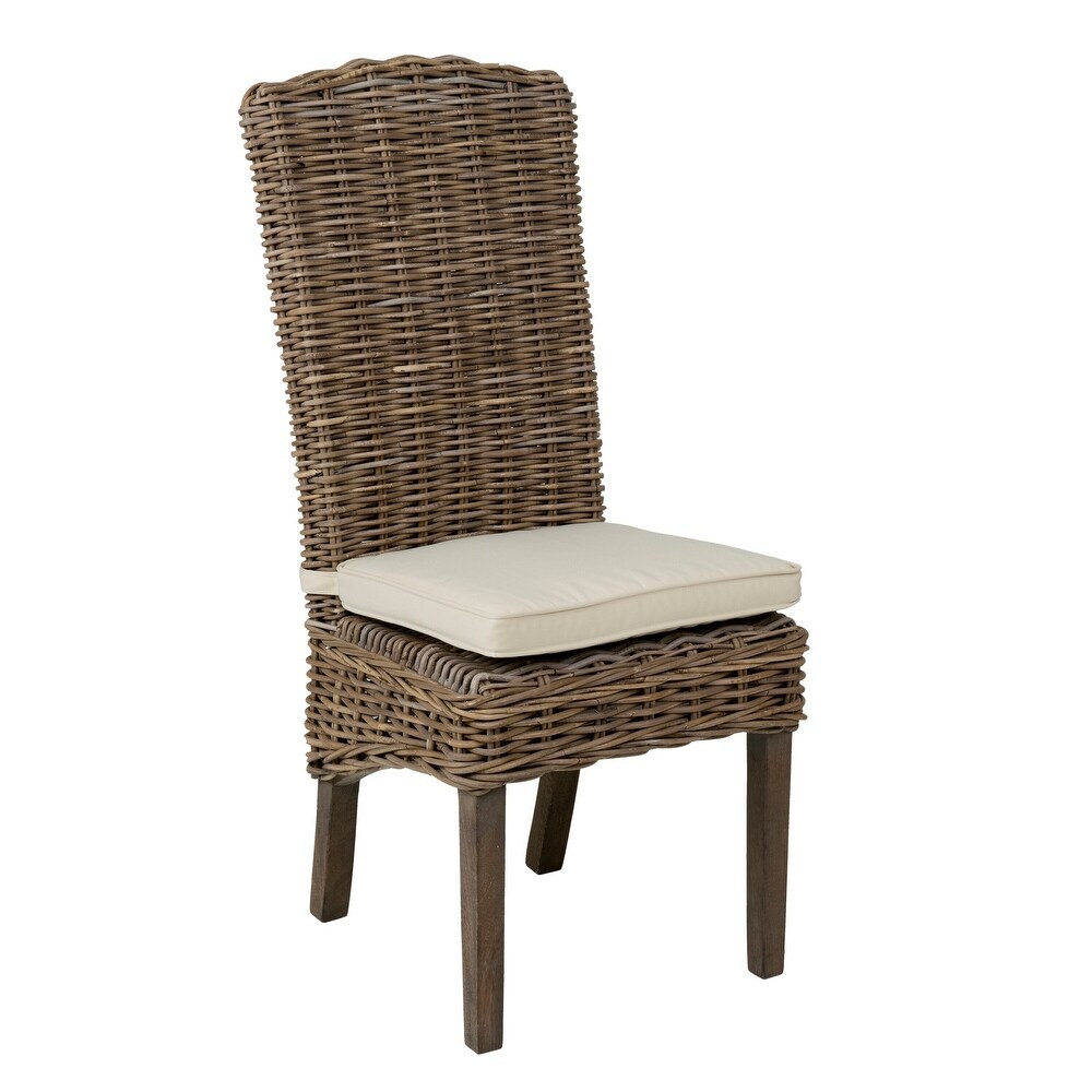 East at Main Natural Rattan Cushioned Dining Chairs (Set of 2)