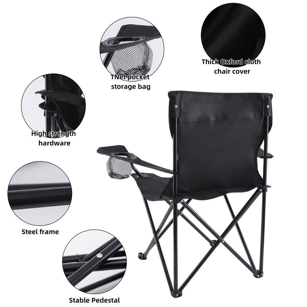 TIRAMISUBEST Lightweight Camping Chairs Folding Chairs Portable Lawn Chairs Fold Up Patio Chair Black FNCHARCAMP01B