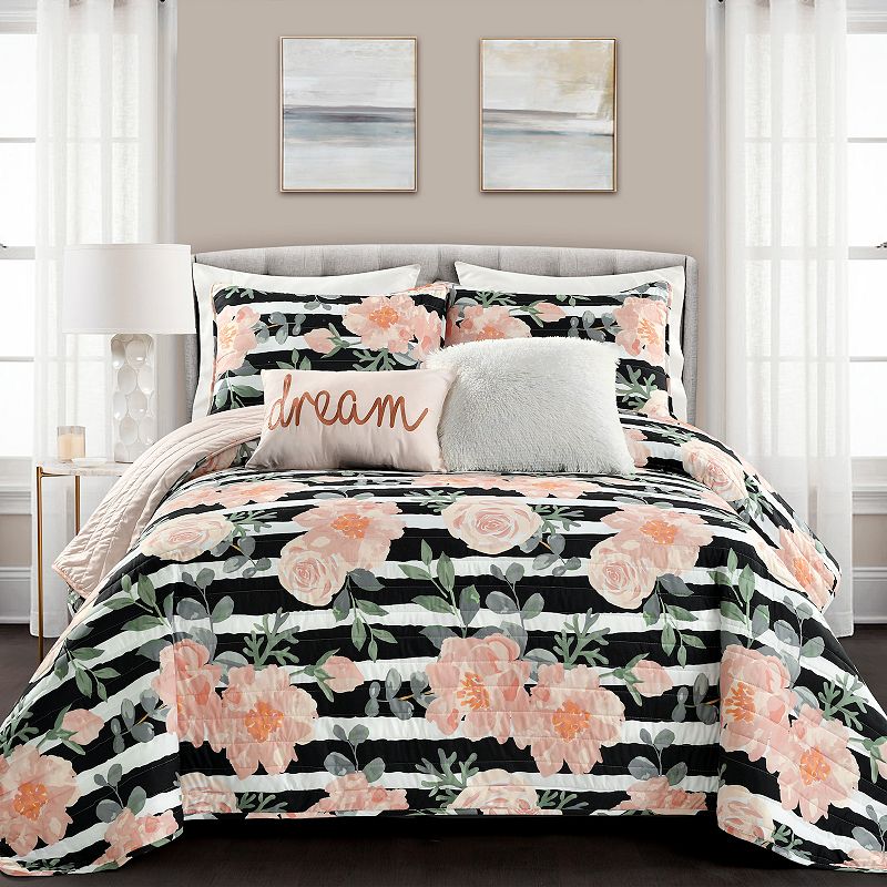 Lush Decor Amara Watercolor Rose Quilt Set