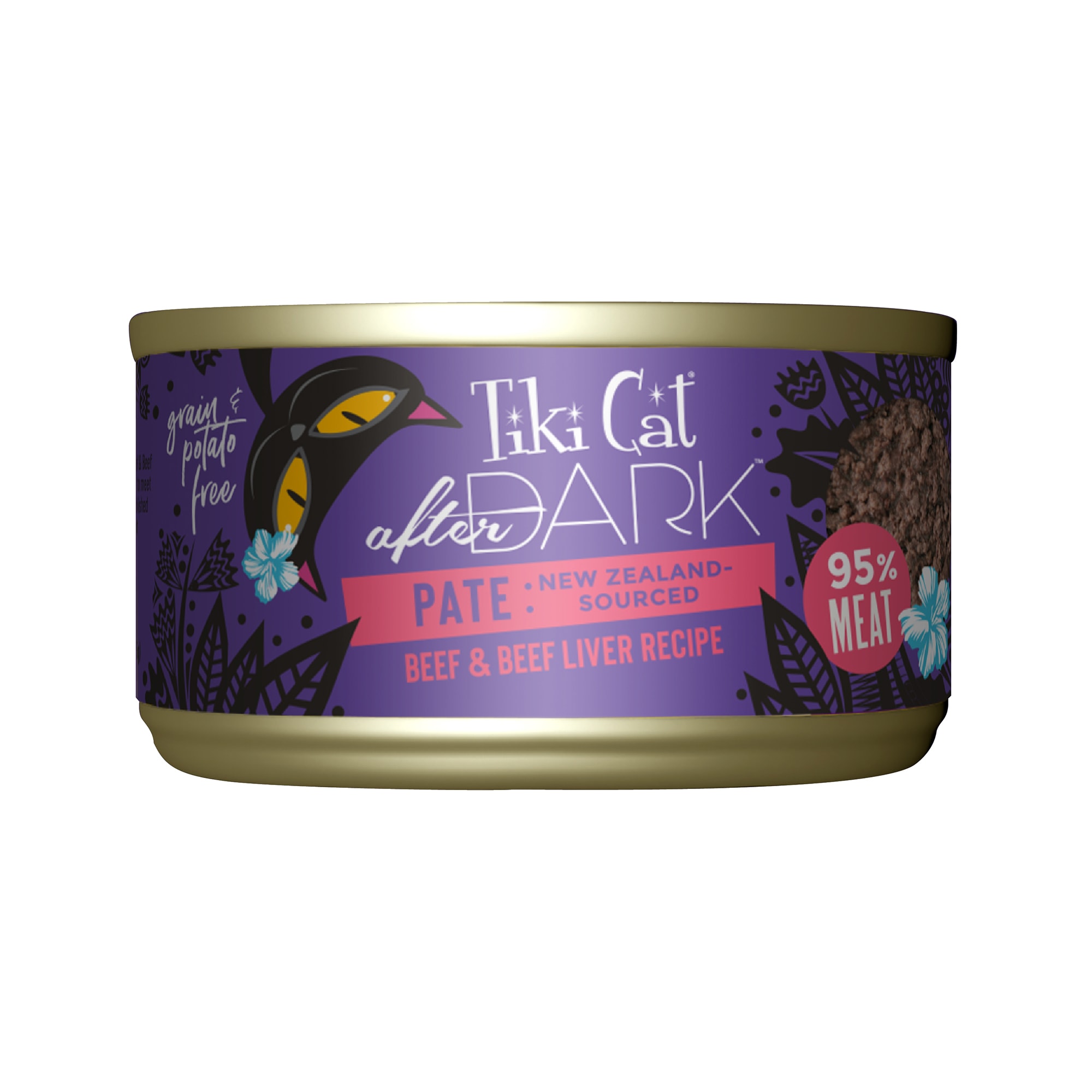 Tiki Cat After Dark Beef Pate Wet Food， 3 oz.