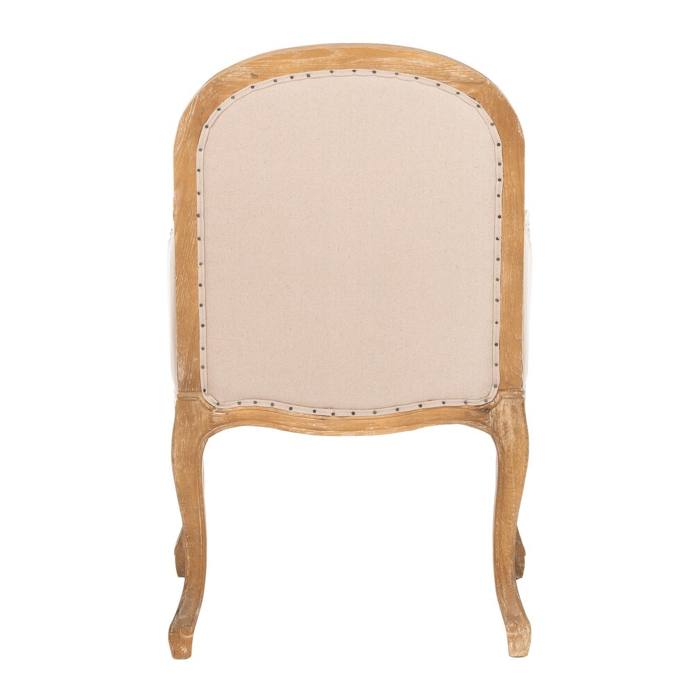 SAFAVIEH Dining Old World Arles Beige/ Antiqued Oak Finish Nailhead Arm Chair