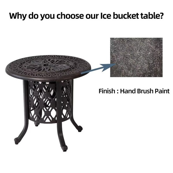 Outdoor Aluminum side table，Food Grade 304 Stainless Steel Ice Bucket