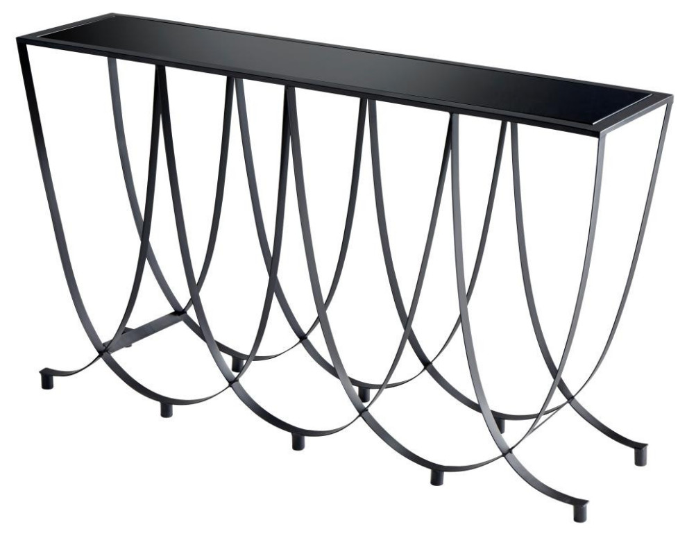 Suffolk Console Table  Graphite  Iron and Glass  13.75 quotW (10247 MDQHC)   Transitional   Console Tables   by Lighting Reimagined  Houzz