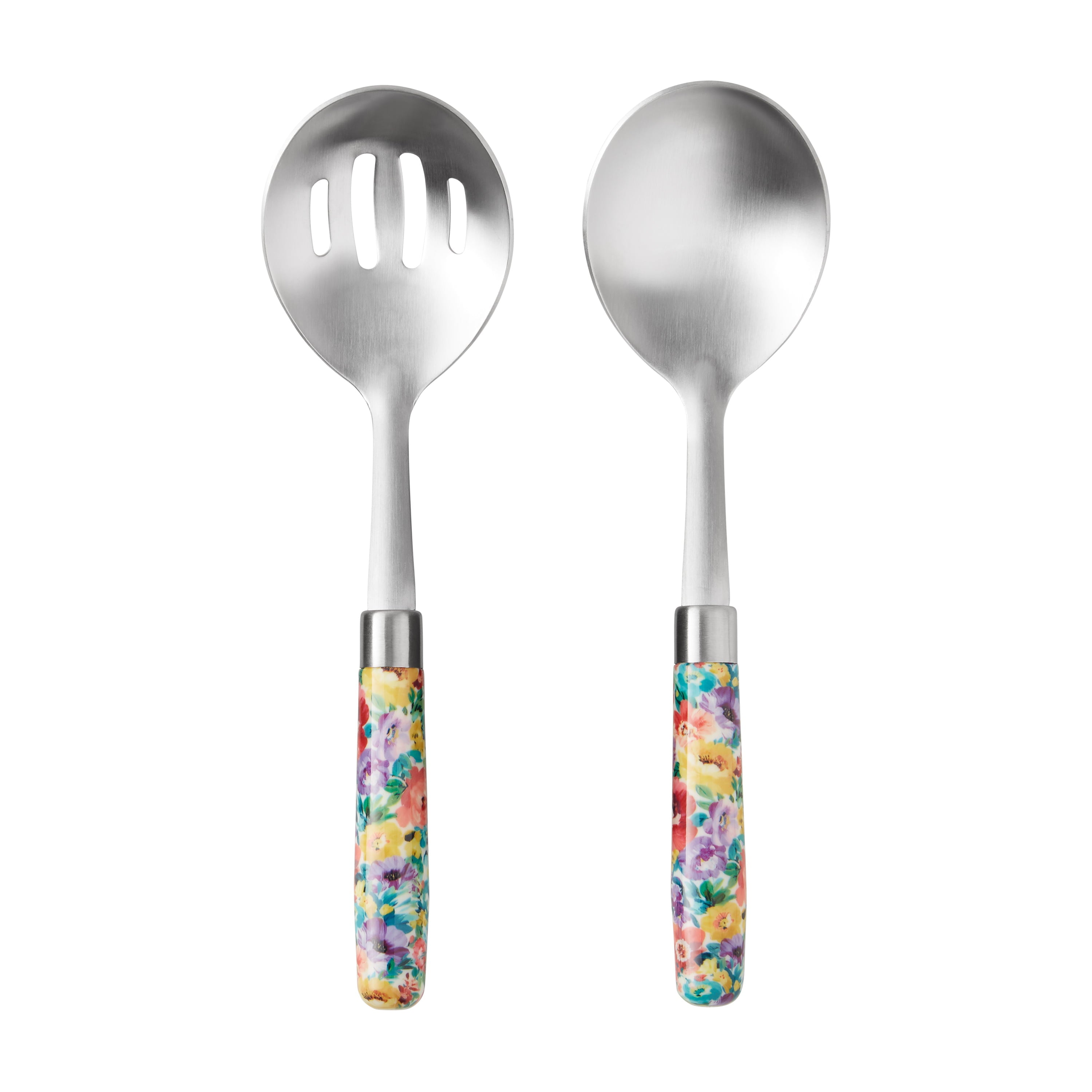 The Pioneer Woman 2-Piece 9" Stainless Steel Basting and Slotted Spoons Set, Sweet Romance