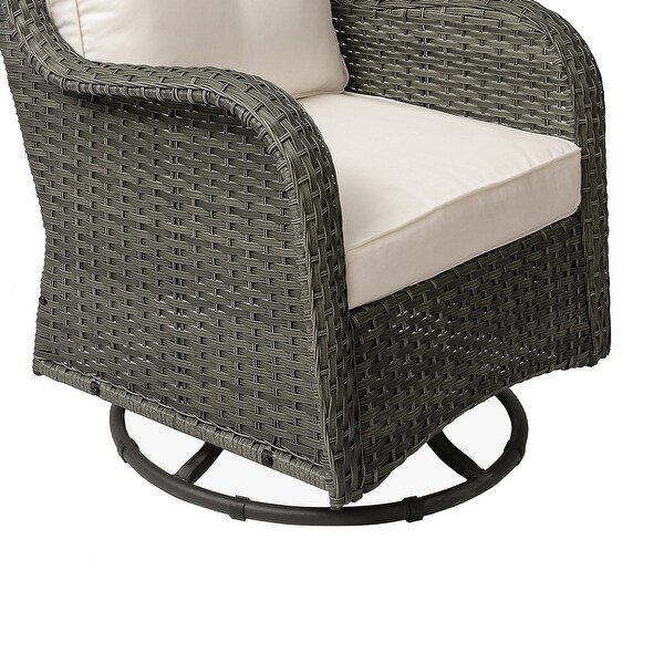 3 Pieces Patio Furniture Rocking Set with Rattan Side Table