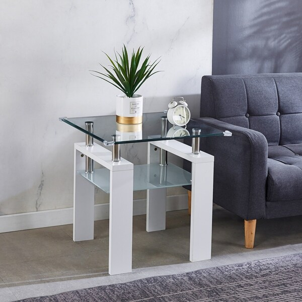 Modern Design Side Table with Clear Glass Top