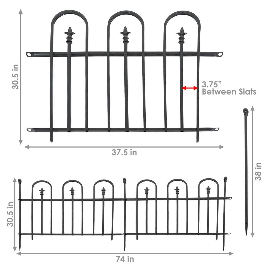 Sunnydaze Decor Strasbourg 30.50 in. Steel Garden Fence with Posts - (Set of 2) HBM-659